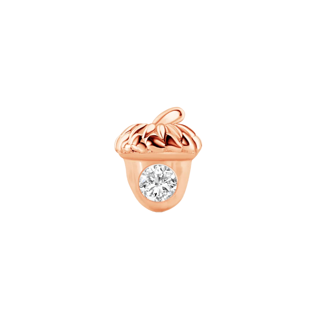 Acorn with Gem – 14K Gold Threadless/Threaded End - piercing - zone.com