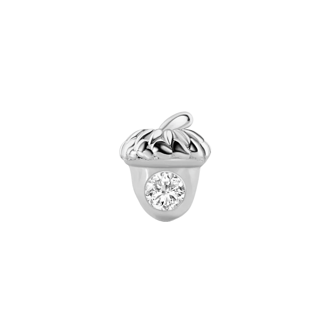 Acorn with Gem – 14K Gold Threadless/Threaded End - piercing - zone.com
