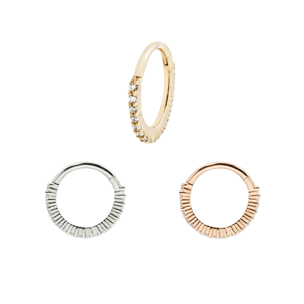 RADIANT 18G - CZ - SOLID 14KT GOLD CLICKER piercing-zone.com