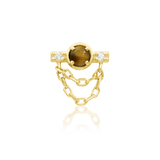 Ade – 14K Gold Tiger Eye & CZ Threadless End - piercing - zone.com