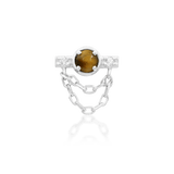 Ade – 14K Gold Tiger Eye & CZ Threadless End - piercing - zone.com