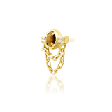 Ade – Tiger Eye & CZ Harmony – 14K Gold Threadless End - piercing - zone.com