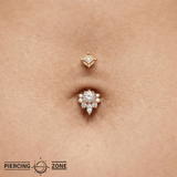 Adelina – 14K Gold Curved Navel Barbell - piercing - zone.com