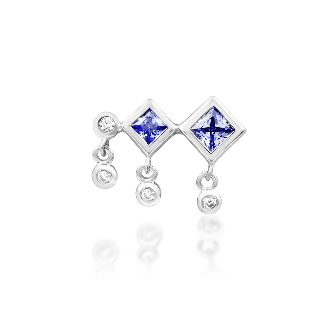 Adimu – Tanzanite & CZ Geometric Cluster – 14K Gold Threadless End - piercing - zone.com
