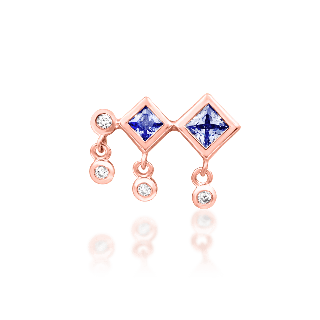 Adimu – Tanzanite & CZ Geometric Cluster – 14K Gold Threadless End - piercing - zone.com