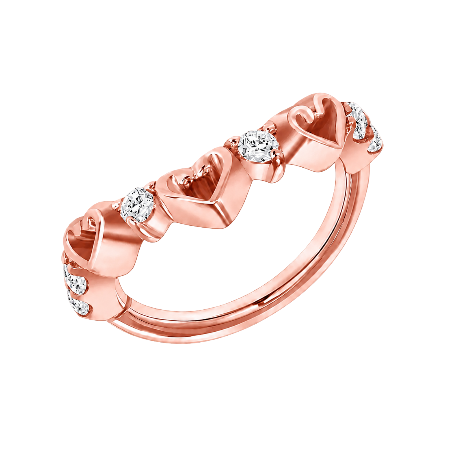 Adore Me Seamless Ring – 14K Gold Heart & Gem Design