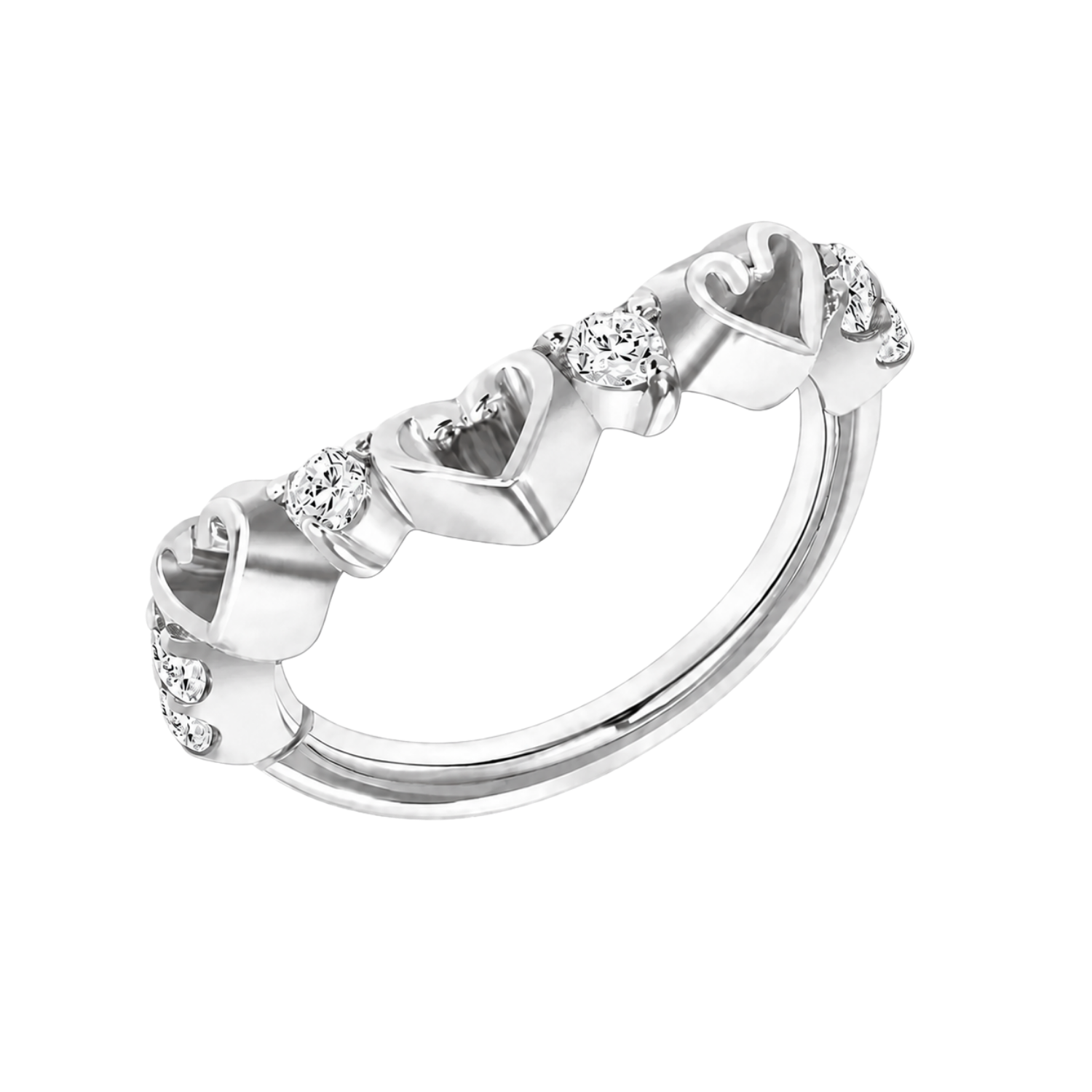 Adore Me Seamless Ring – 14K Gold Heart & Gem Design