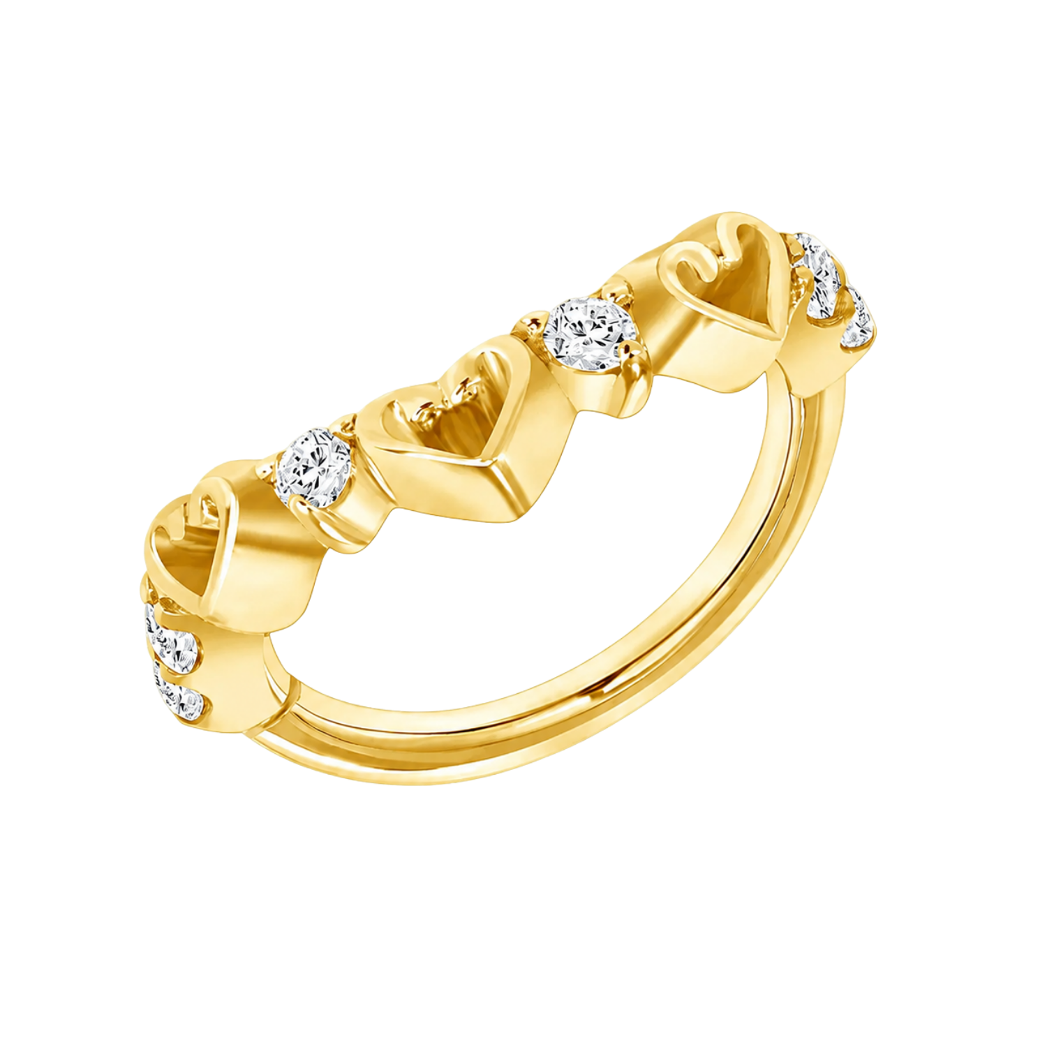 Adore Me Seamless Ring – 14K Gold Heart & Gem Design