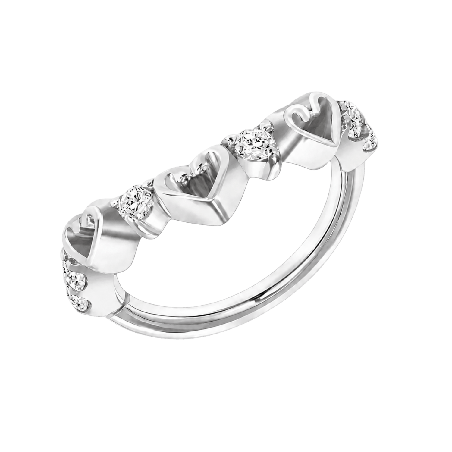 Adore Me Seamless Ring – 14K Gold Heart & Gem Design - piercing-zone.com