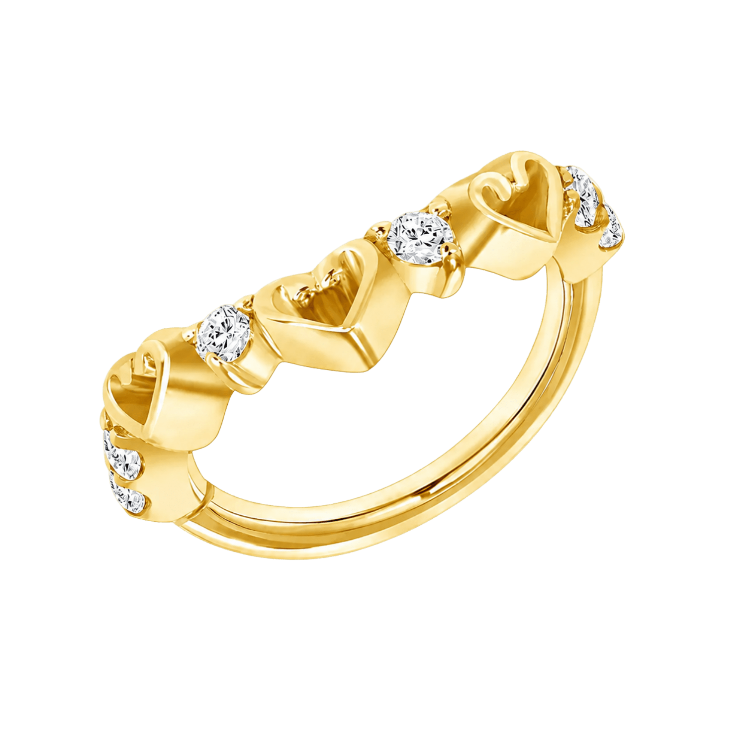 Adore Me Seamless Ring – 14K Gold Heart & Gem Design - piercing-zone.com