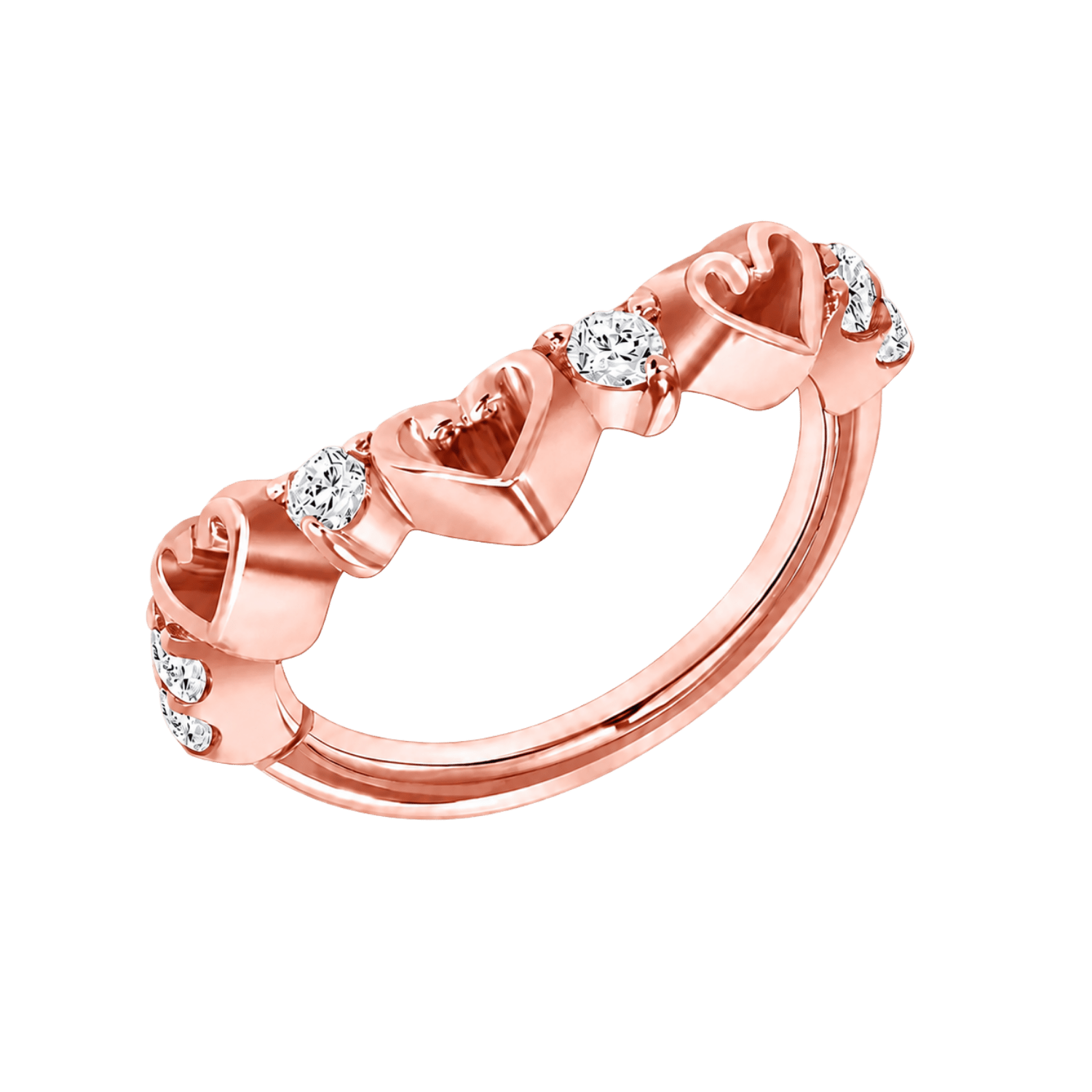 Adore Me Seamless Ring – 14K Gold Heart & Gem Design - piercing-zone.com
