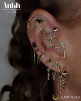 Aeverie – Moss Agate Pear – 14K Gold Threadless End - piercing - zone.com