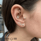 Afra – 14K/18K Gold Beaded - Frame Gem Threadless End - piercing - zone.com