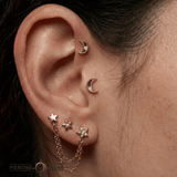 After Hours – Beaded Crescent Moon – 14K Gold Threadless End - piercing - zone.com