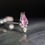 Afterglow – Amethyst & CZ Kite – 14K Gold Threadless End - piercing - zone.com