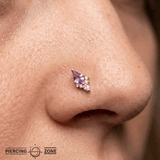 Afterglow – Amethyst & CZ Kite – 14K Gold Threadless End - piercing - zone.com