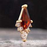 Afterglow – Garnet + CZ – 14K Gold Threadless End - piercing - zone.com