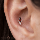 Afterglow – Garnet + CZ – 14K Gold Threadless End - piercing - zone.com