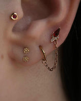 Afterglow – Garnet + CZ – 14K Gold Threadless End - piercing - zone.com