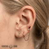 Afterglow – Garnet + CZ – 14K Gold Threadless End - piercing - zone.com