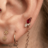 Afterglow – Garnet + CZ – 14K Gold Threadless End - piercing - zone.com