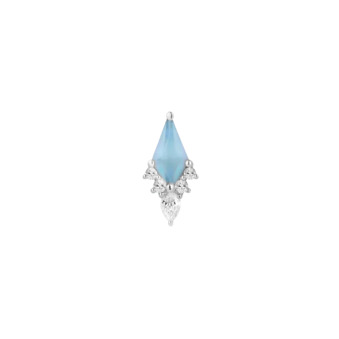 Afterglow – Sandblasted Swiss Blue Topaz – 14K Gold Threadless End - piercing - zone.com