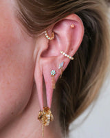 Afterglow – Sandblasted Swiss Blue Topaz – 14K Gold Threadless End - piercing - zone.com