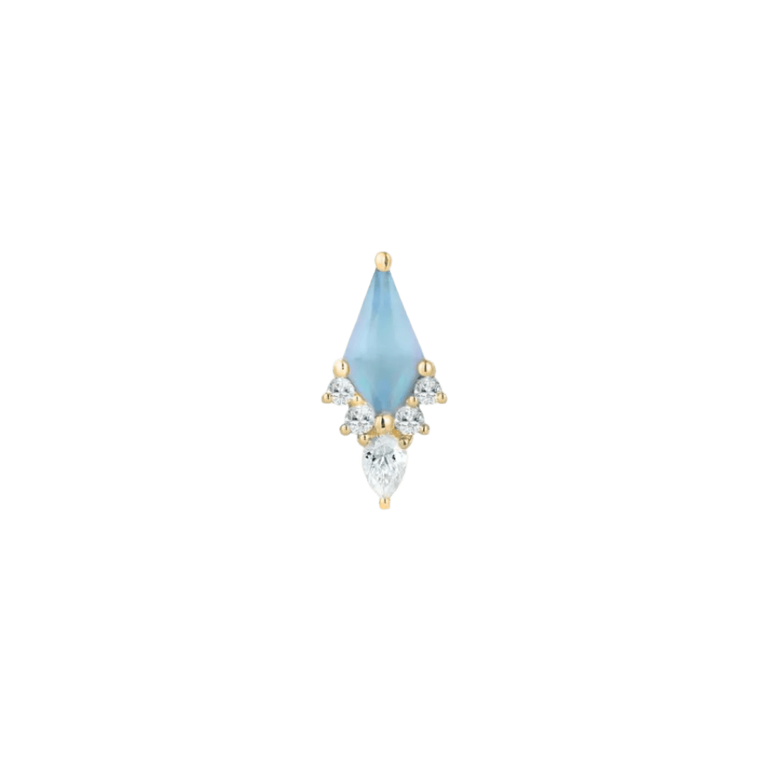 Afterglow – Sandblasted Swiss Blue Topaz – 14K Gold Threadless End - piercing - zone.com