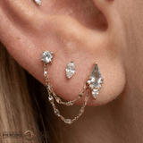 Afterglow – Swiss Blue Topaz & CZ Kite – 14K Gold Threadless End - piercing - zone.com