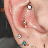 Afterglow – Swiss Blue Topaz & CZ Kite – 14K Gold Threadless End - piercing - zone.com