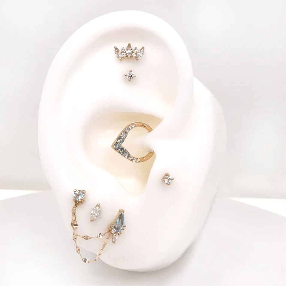 AFTERGLOW - SWISS BLUE TOPAZ + CZ - THREADLESS END piercing-zone.com