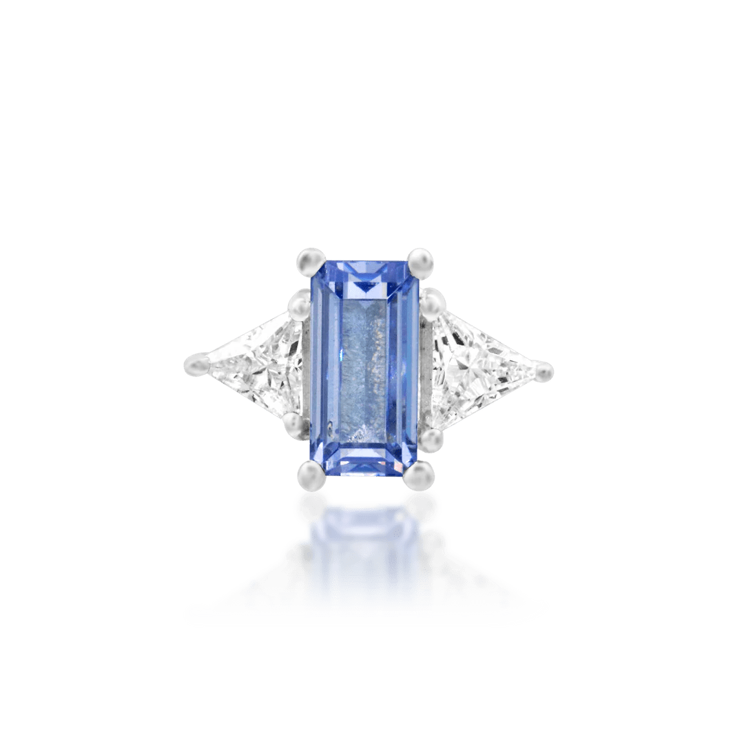 Ahadi – Tanzanite & CZ Duo – 14K Gold Threadless End - piercing - zone.com
