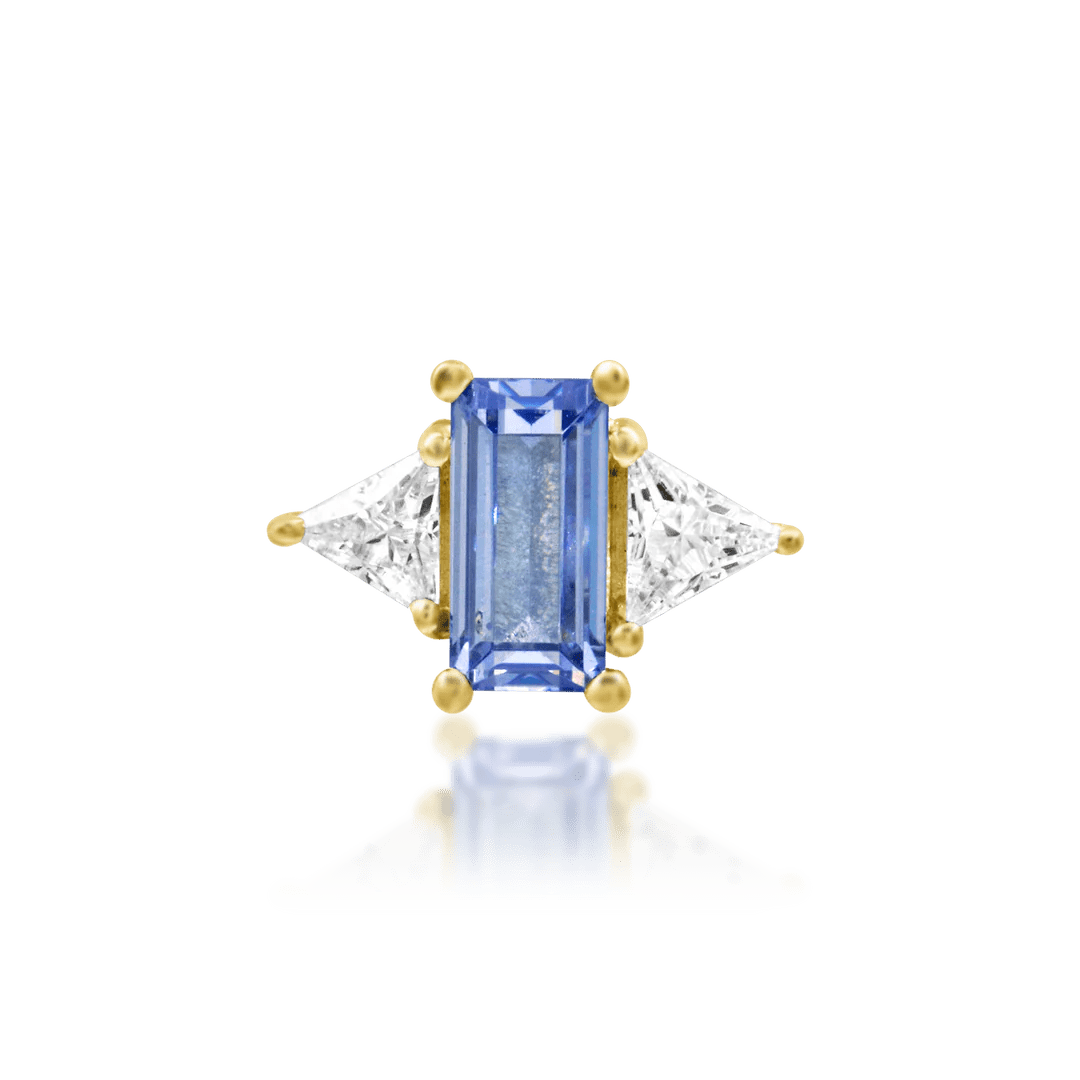 Ahadi – Tanzanite & CZ Duo – 14K Gold Threadless End - piercing - zone.com