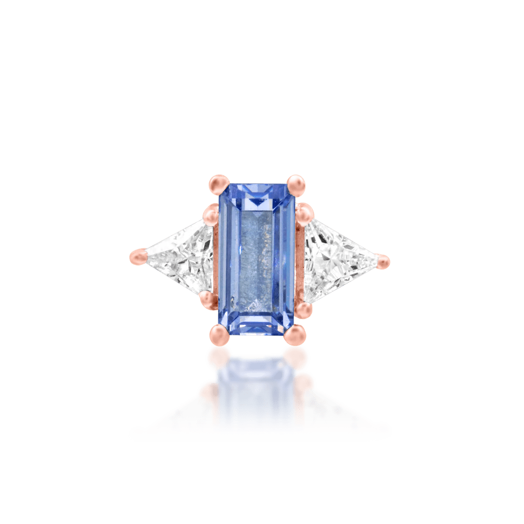 Ahadi – Tanzanite & CZ Duo – 14K Gold Threadless End - piercing - zone.com
