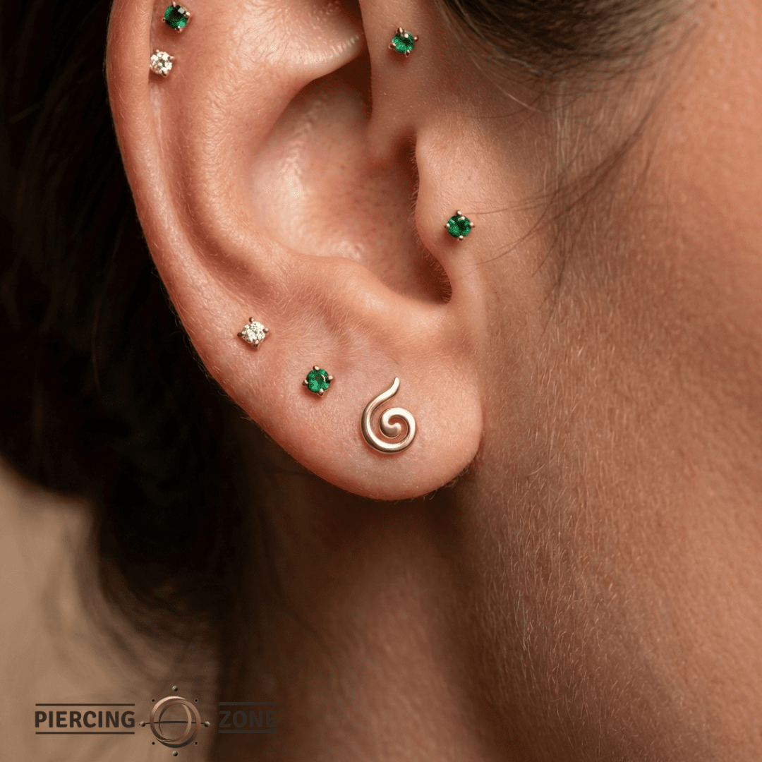 Air Element – 14K Gold Threadless/Threaded End - piercing - zone.com