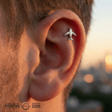 Airplane – 14K Gold Threadless/Threaded End - piercing - zone.com