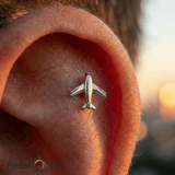 Airplane – 14K Gold Threadless/Threaded End - piercing - zone.com