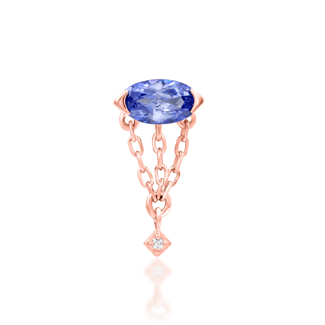Akina – Tanzanite & CZ Balanced Cluster – 14K Gold Threadless End - piercing - zone.com