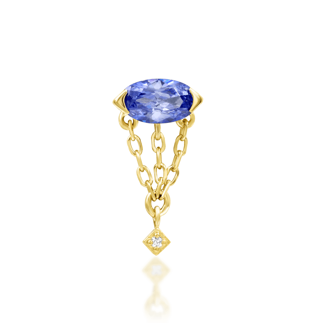 Akina – Tanzanite & CZ Balanced Cluster – 14K Gold Threadless End - piercing - zone.com