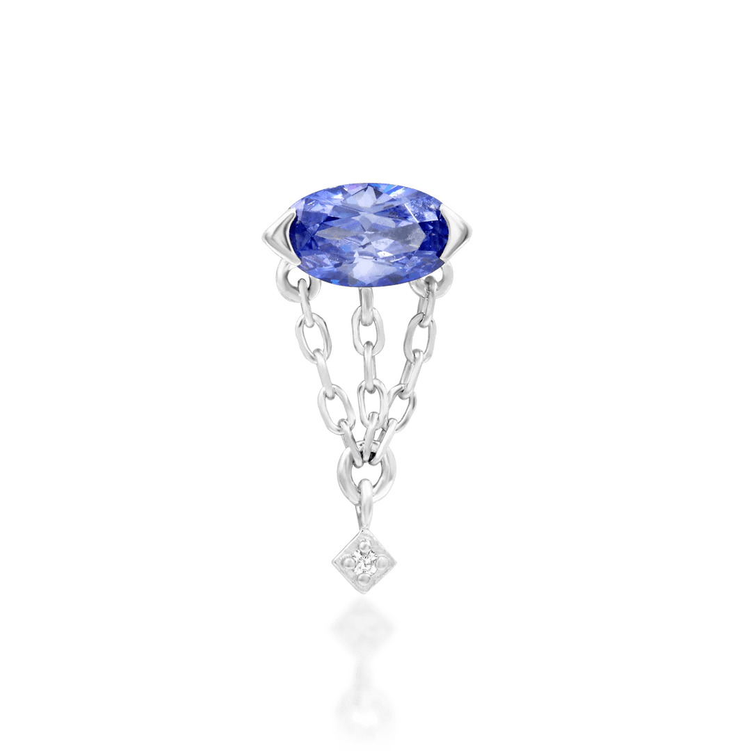 Akina – Tanzanite & CZ Balanced Cluster – 14K Gold Threadless End - piercing - zone.com