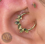 Alicia – 14K Gold Moss Agate Clicker Ring - piercing - zone.com