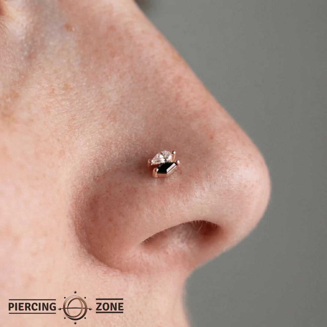 Align – Black Spinel & CZ – 14K Gold Threadless End - piercing - zone.com