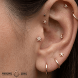 All Night Long – CZ Star Cluster – 14K Gold Threadless End - piercing - zone.com