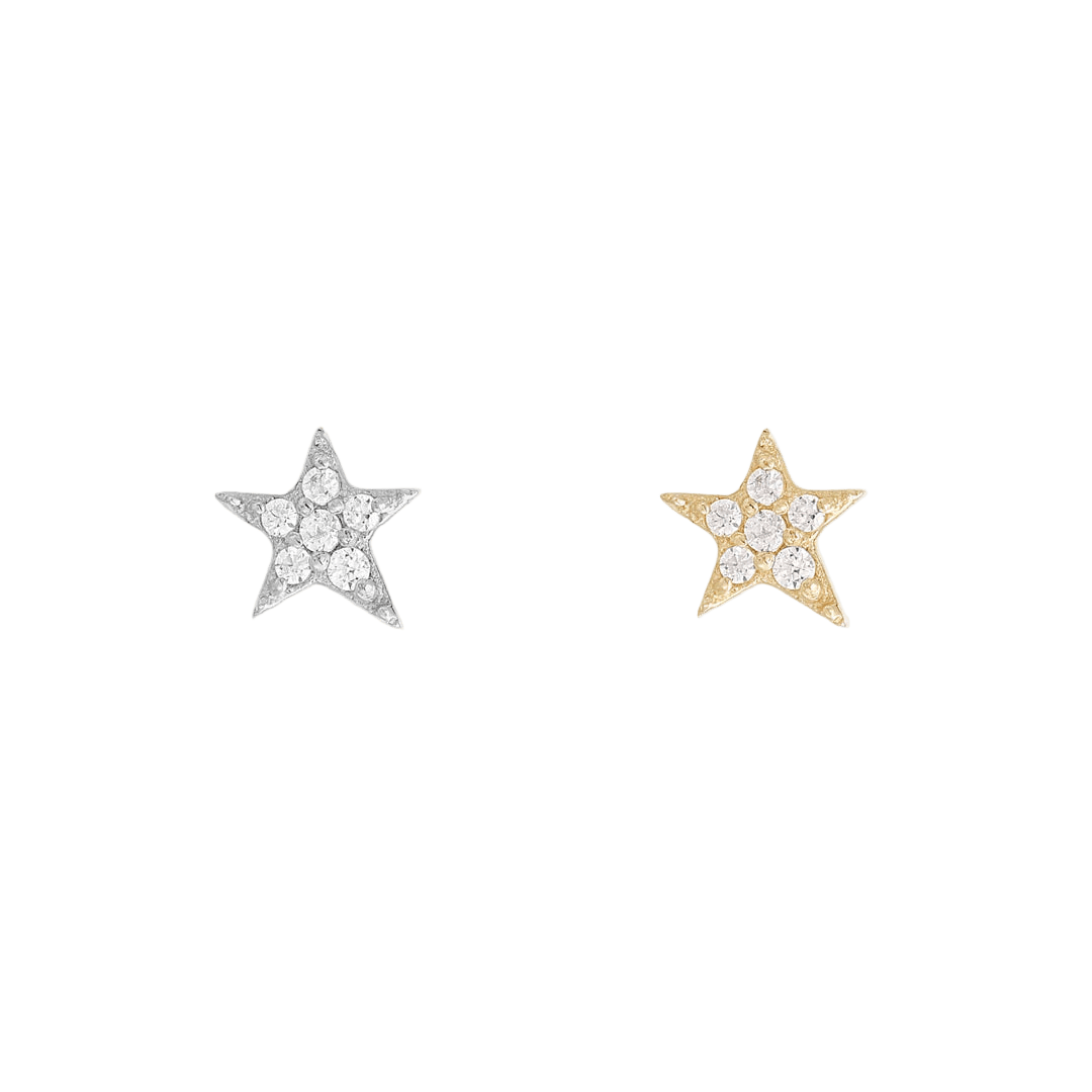 All Night Long – CZ Star Cluster – 14K Gold Threadless End - piercing - zone.com