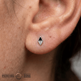 Almost Famous – Black Agate & CZ Triangle – 14K Gold Threadless End - piercing - zone.com