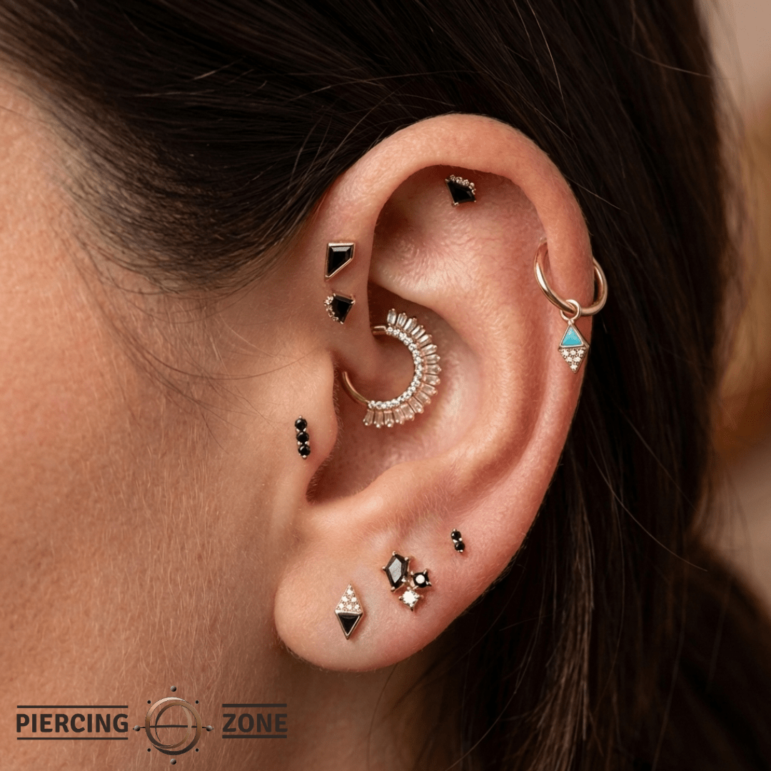 Almost Famous – Turquoise & CZ Dangle – 14K Gold Accent - piercing - zone.com