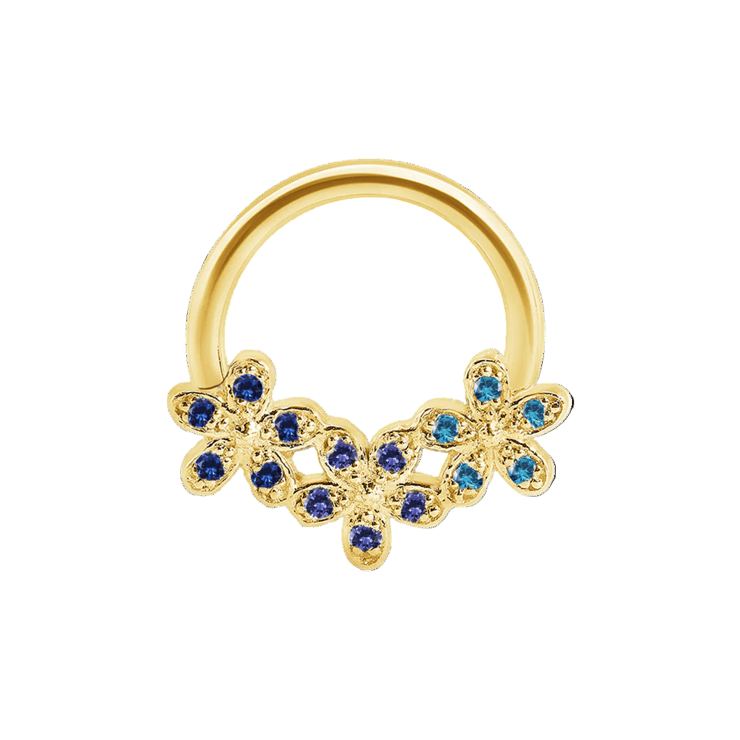 Alyssa Gradient Seamless Ring – 14K Gold Triple - Gem Colorflow Design - piercing - zone.com