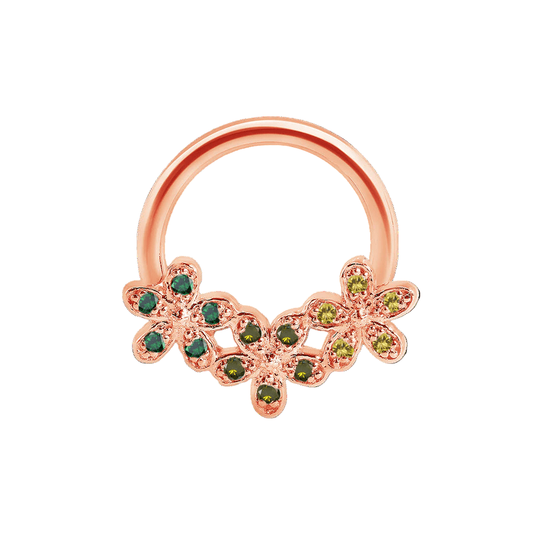 Alyssa Gradient Seamless Ring – 14K Gold Triple - Gem Colorflow Design - piercing - zone.com