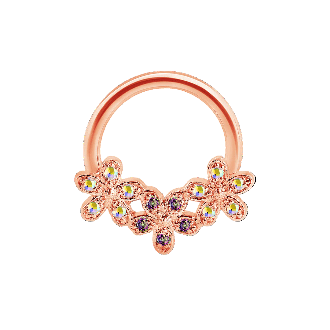 Alyssa Gradient Seamless Ring – 14K Gold Triple - Gem Colorflow Design - piercing - zone.com