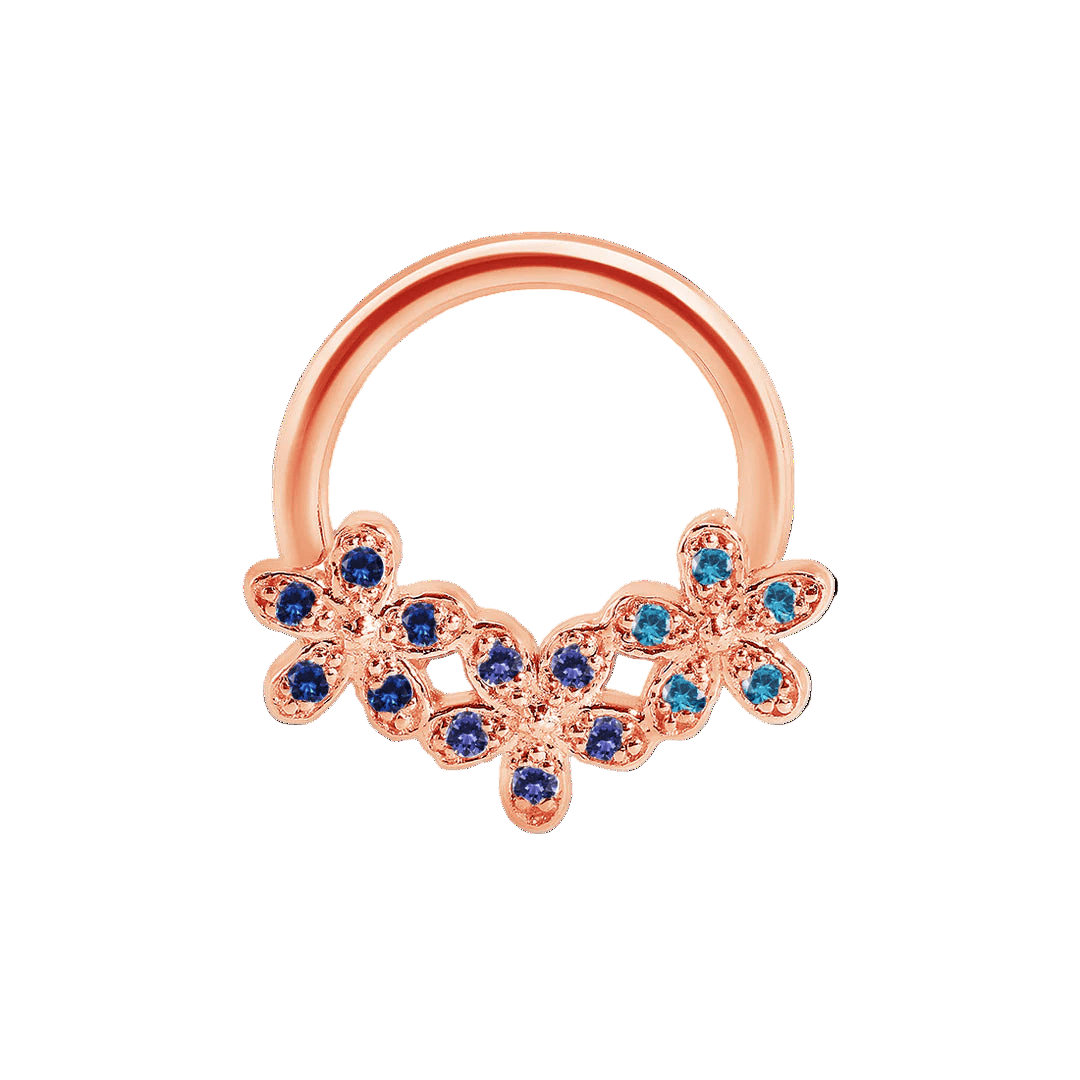 Alyssa Gradient Seamless Ring – 14K Gold Triple - Gem Colorflow Design - piercing - zone.com